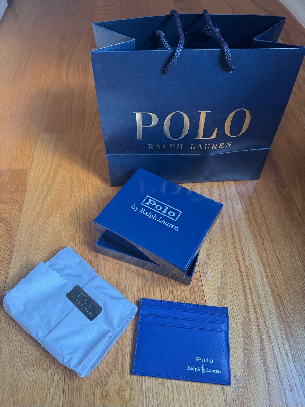 Polo Ralph Lauren blue leather card holder wallet
